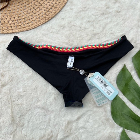 Luli Fama Cheeky Crochet Trim Low Rise Black Hipster Bottom - Picture 8 of 9